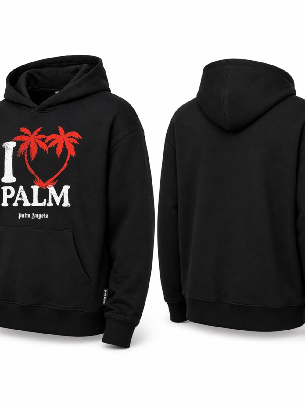 Palm Angels Black Hoodie with Red Palm Heart size L Retail $495 NWT